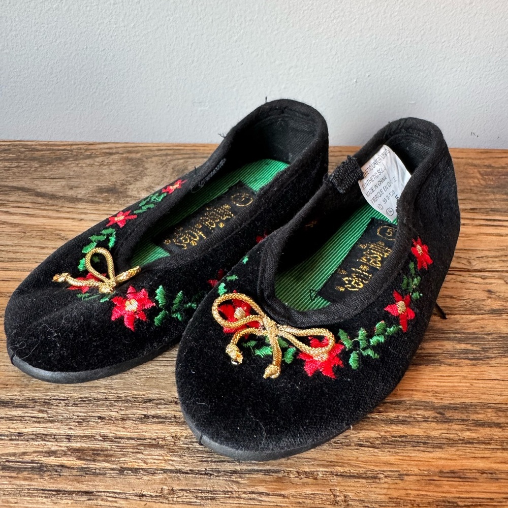 Vintage 1990s Christmas Slippers Toddler Size 5 Tinsel Toes